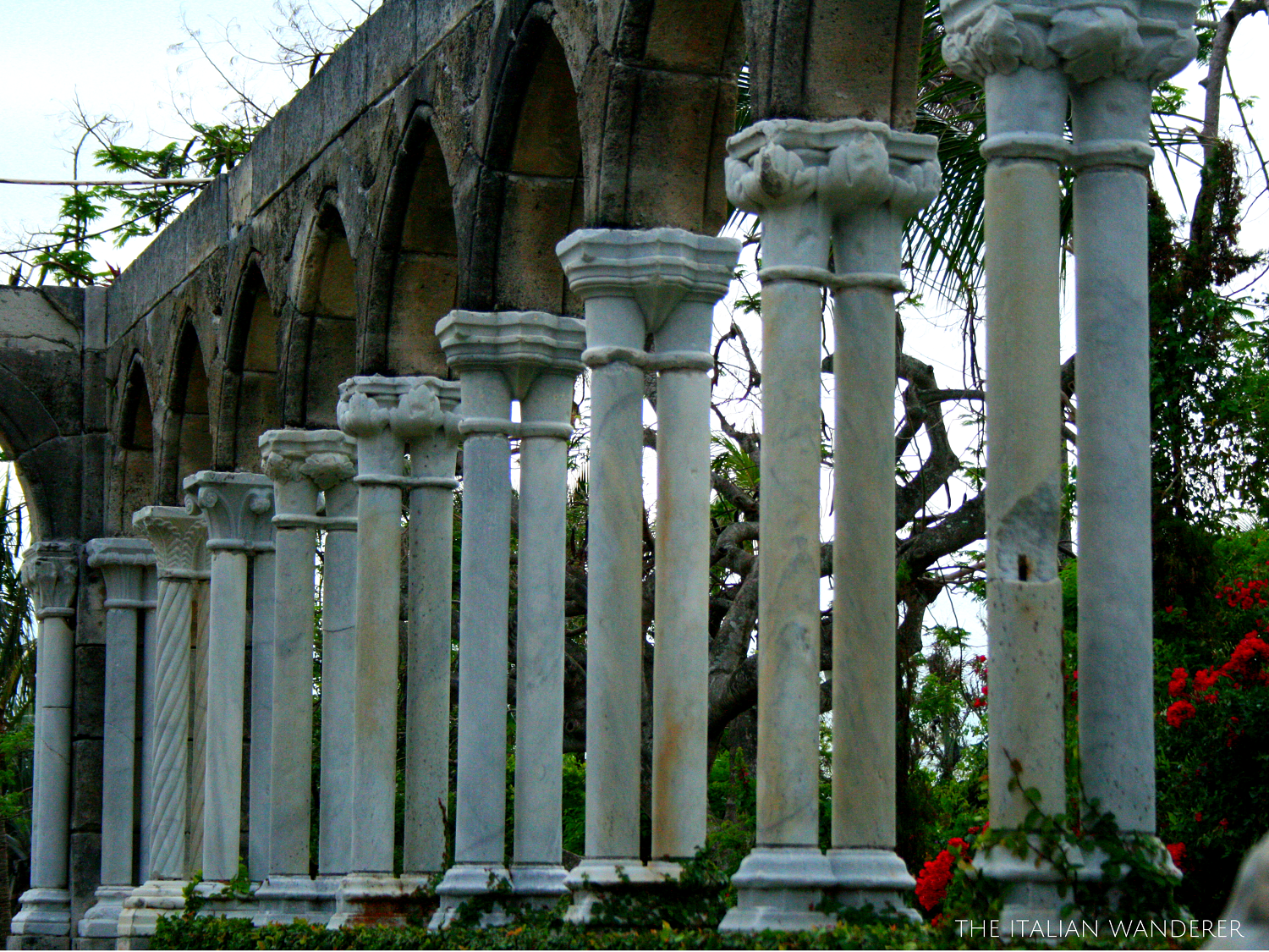 Details of the colonnades of the French Cloister at Paradise Island