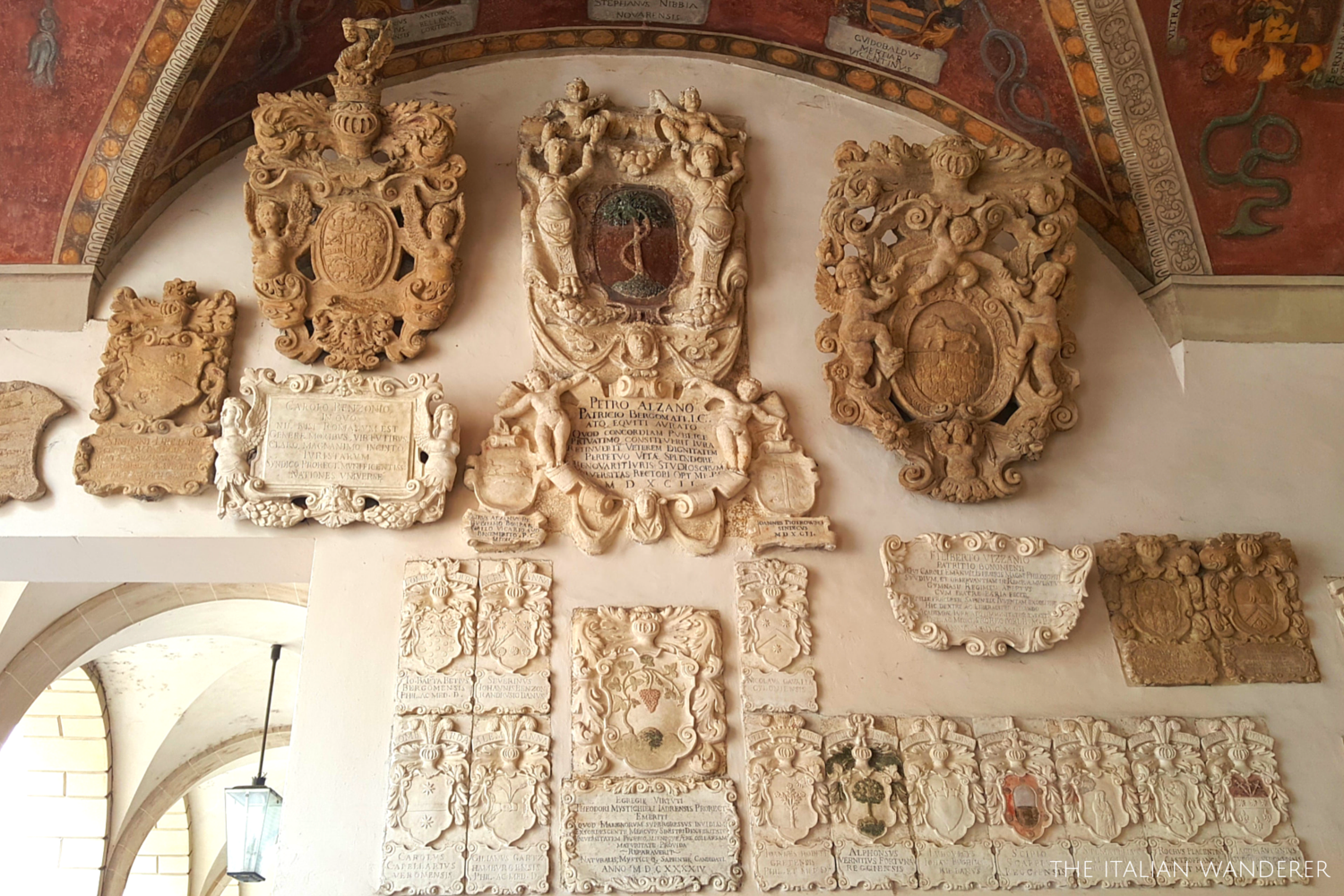 Padua, Palazzo Bo, symbols of the families of the students that attended the university in past times.