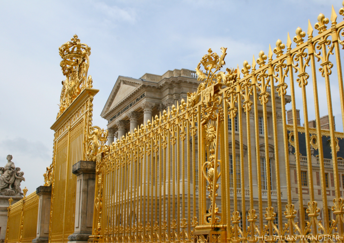 The golden front and main gate of Versailles